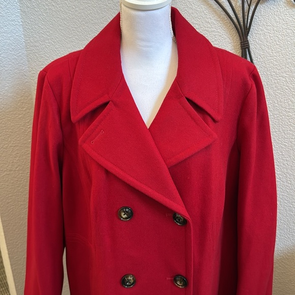 Anne Klein Red Double-Breasted Peacoat - Picture 6 of 12